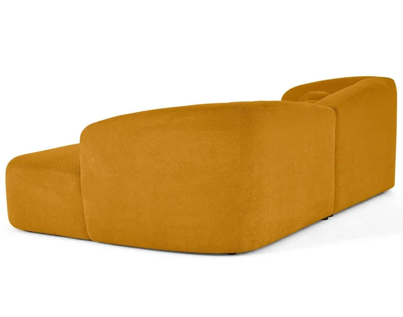 Lisa Design - Charles - canapé Droit 4 Places avec Double méridienne - Assise Profonde - en Velours texturé, Jaune