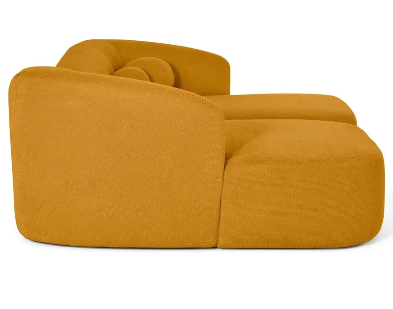 Lisa Design - Charles - canapé Droit 4 Places avec Double méridienne - Assise Profonde - en Velours texturé, Jaune