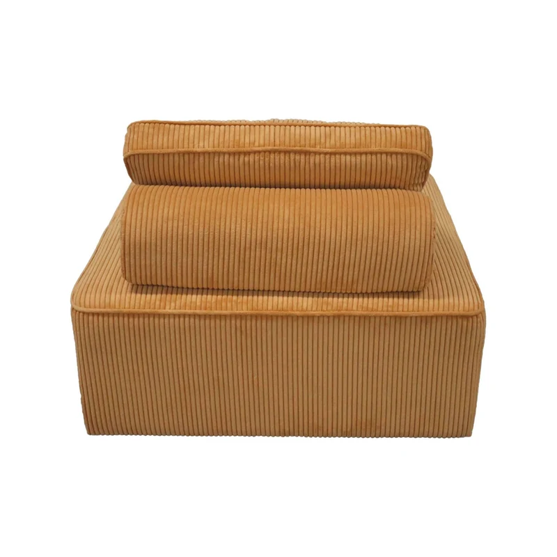 sweeek - Chauffeuse pour canapé modulable Velours côtelé Moutarde avec Un Coussin