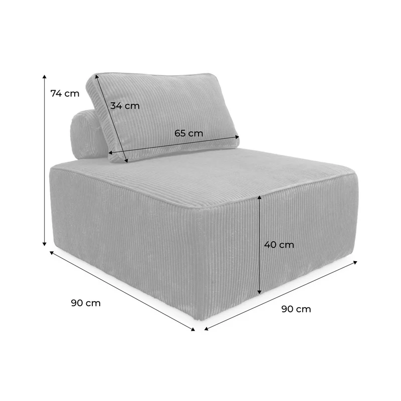 sweeek - Chauffeuse pour canapé modulable Velours côtelé Moutarde avec Un Coussin