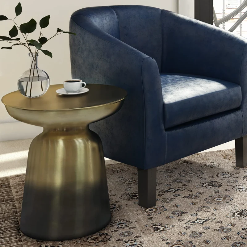SIMPLIHOME Toby Table d'appoint Industrielle Moderne en métal de 43,2 cm de Large, ombré doré/Noir, entièrement assemblée pour Le Salon et la Chambre à Coucher
