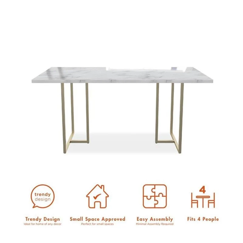 CosmoLiving by Cosmopolitan Table à manger Astor, 64" x 36" x 30", blanc