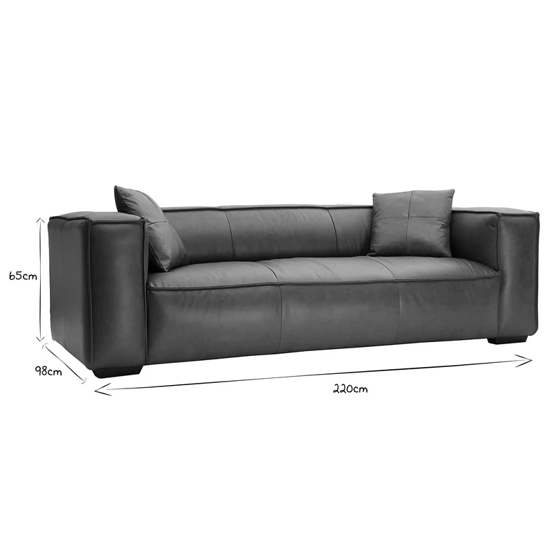 Miliboo Canapé Vintage 3 Places Cuir Marron et Bois Noir Cobain