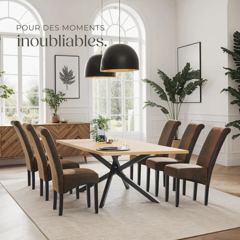 TecTake® Lot de 4 Chaises de Salle à Manger Moderne Chaise Ergonomique Confortable Chaise Design en Cuir synthétique Meuble Salon avec Pieds en Bois pour Salle à Manger, Salon, Coiffeuse, Chambre