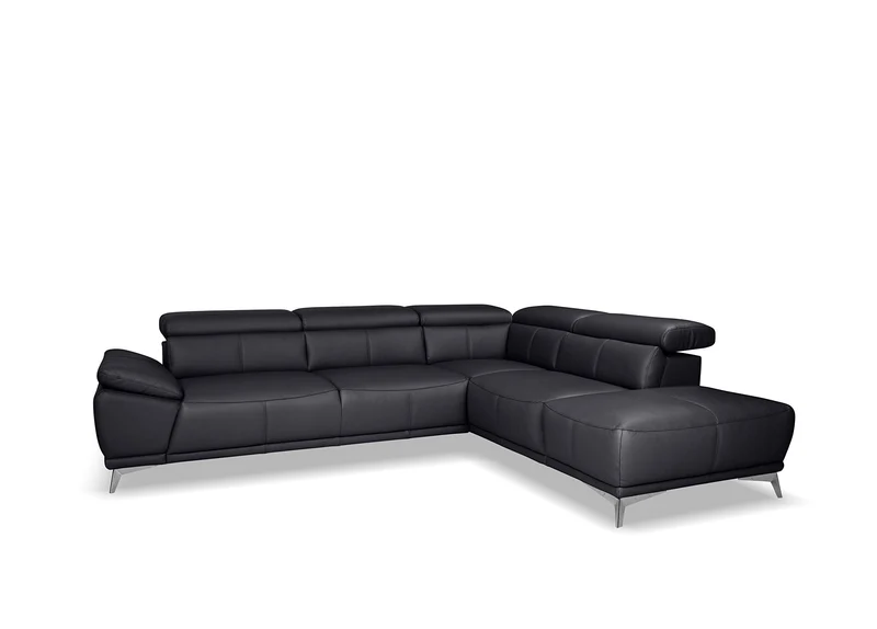 Mivano Felipe Divan, Cuir véritable : Noir, 292 x 93 x 224 cm