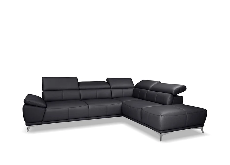Mivano Felipe Divan, Cuir véritable : Noir, 292 x 93 x 224 cm