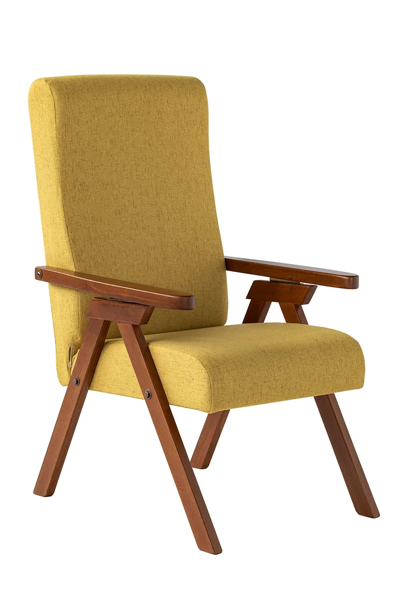 ESSEGI Fauteuil en Bois FIAMMETTA SRL Relax inclinable Tissu Jaune Déhoussable