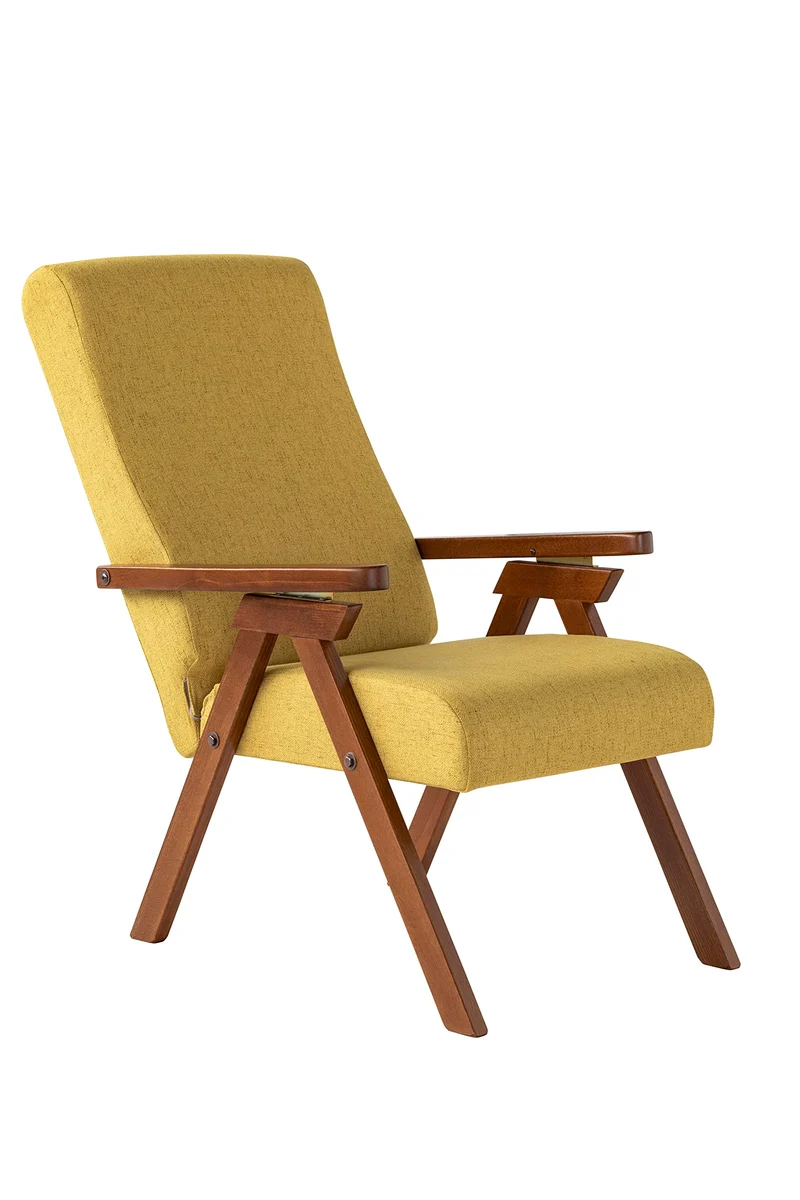 ESSEGI Fauteuil en Bois FIAMMETTA SRL Relax inclinable Tissu Jaune Déhoussable