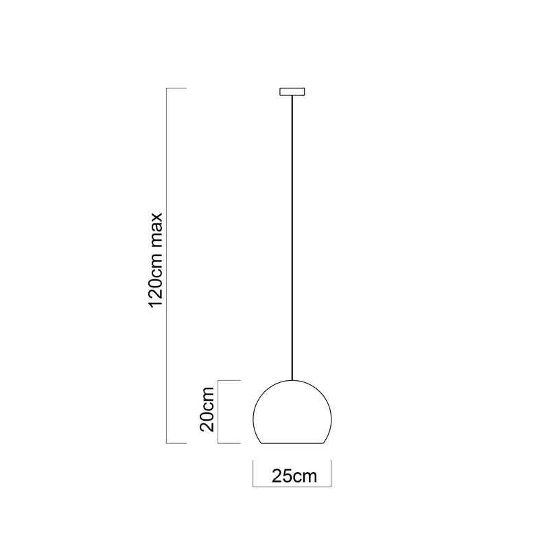 L+ Lampe à suspension Boule moderne fabriquée à la main, abat-jour, en métal, E27, pour cuisine, salon, chambre, design moderne (noir, Ø 25 cm)