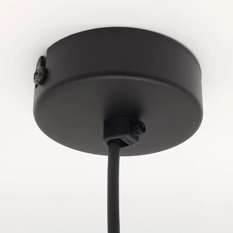 L+ Lampe à suspension Boule moderne fabriquée à la main, abat-jour, en métal, E27, pour cuisine, salon, chambre, design moderne (noir, Ø 25 cm)