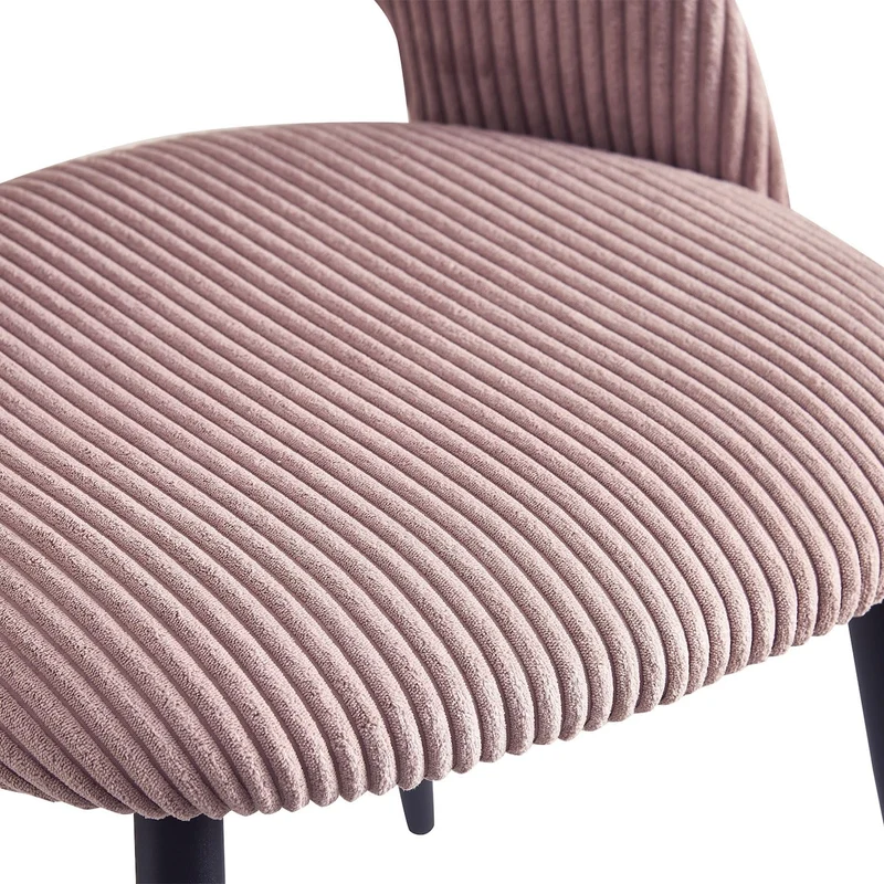 B&D Home Chaises de Salle à Manger Vicky Lot de 2, Chaise rembourrée en Velours côtelé pour Salle à Manger, Cuisine, Salon, Bureau, Coiffeuse, Design scandinave Rustique, Cordon Rose, 11126-ROSA-2