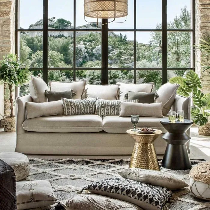 Atmosphera Créateur d'intérieur - Canapé Lin 3 Places Odilon 210cm Beige