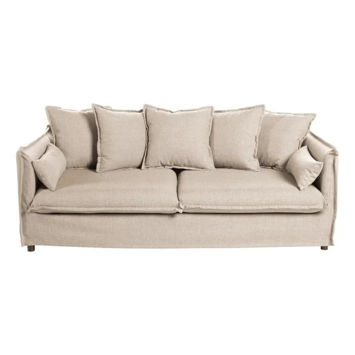 Atmosphera Créateur d'intérieur - Canapé Lin 3 Places Odilon 210cm Beige