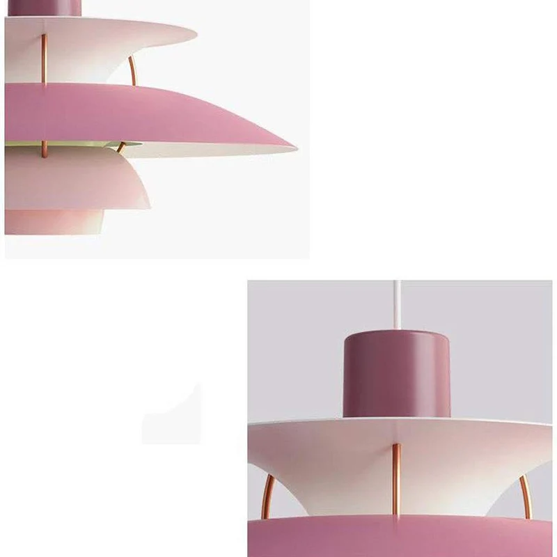 E27 Nordique Designer Danois Art Lustre,Ajustement Facile Multicouches Tête Unique Lustre,Moderne Restaurant Bar Cafe Pendant Light,Chambre Chevet,Simple Macaron Aluminium Lustre-Gradient violet 40cm