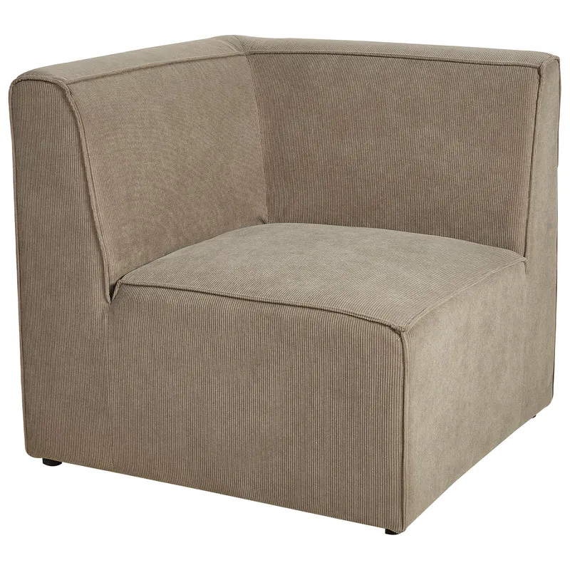 Canapé Modulable 3 Places et Pouf Ottoman en Velours Côtelé Taupe Lemvig