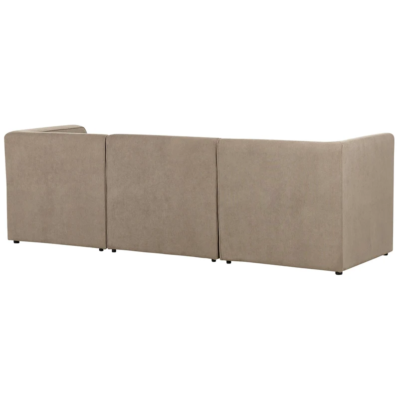 Canapé Modulable 3 Places et Pouf Ottoman en Velours Côtelé Taupe Lemvig