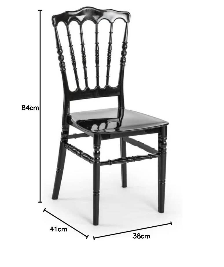 Passion Decor Chaise Napoleon Noire - Chaise Salle a Manger Facile à Empiler, pour Réception, Mariage, Banquet en résine de Qualité - 4kg