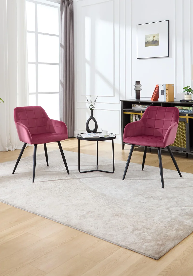 WOLTU 1 pièce Chaise de Salle à Manger Chaise de Cuisine rembourrée en Velours, Pied en métal,Bordeaux BH93bd-1