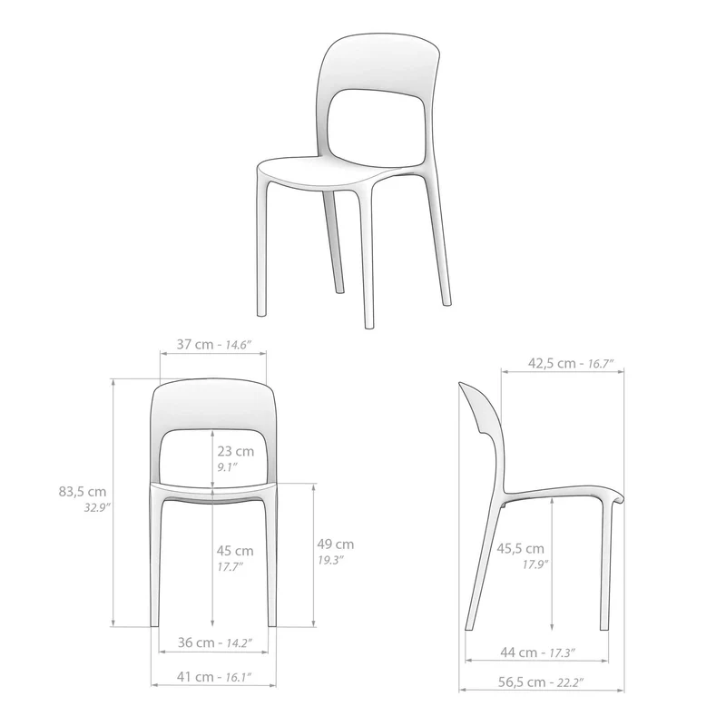 MOBILI FIVER, Chaise Amanda, Lot de 4, Rouge, Polypropylène, Chaise pour Cuisine, Jardin, Salon