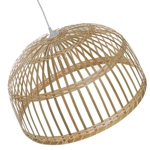 LUSSIOL Luminaire Phuket 60, suspension bambou, 60 W, naturel, ø 60 x H 33 cm