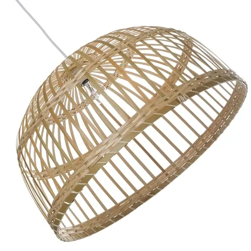 LUSSIOL Luminaire Phuket 60, suspension bambou, 60 W, naturel, ø 60 x H 33 cm