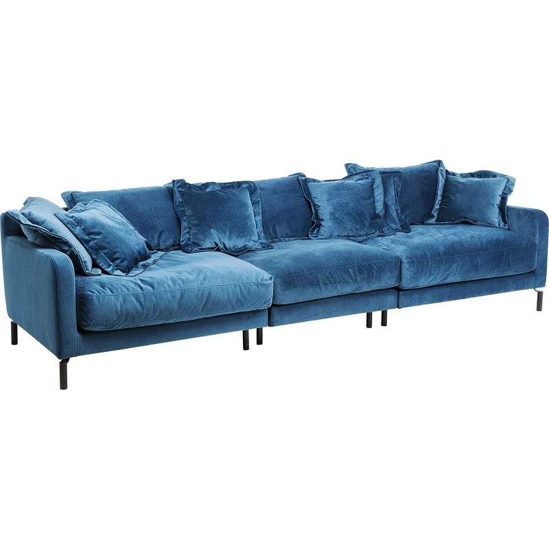 Kare Design Canapé Lullaby XL Velours Bleu pétrole