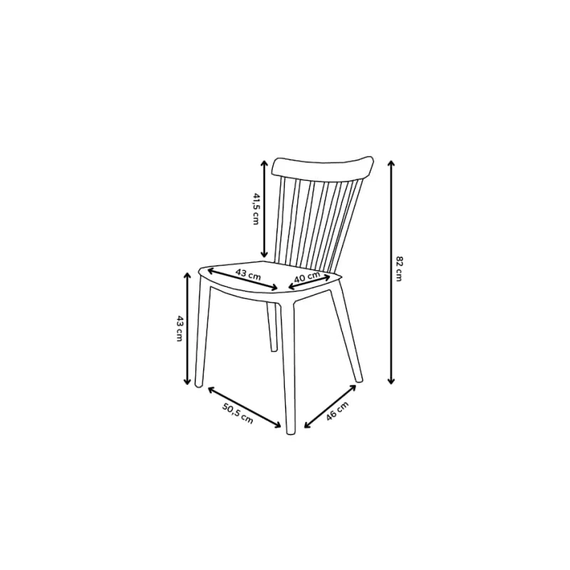 Kosmi Chaise Style scandinave à barreaux modèle Pop - Coque en résine Noire et Pieds en Bois Naturel