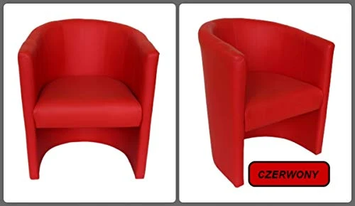 MartHome Cocktailsessel Club Tom - Hocker en Similicuir, Fauteuil pour Salon, Bureau, Hôtel - Siège, Mobilier d'hôtel. Chaise Rembourrée, Fauteuil de Club, Fauteuil Lounge, Fauteuil Cocktail (Rouge)