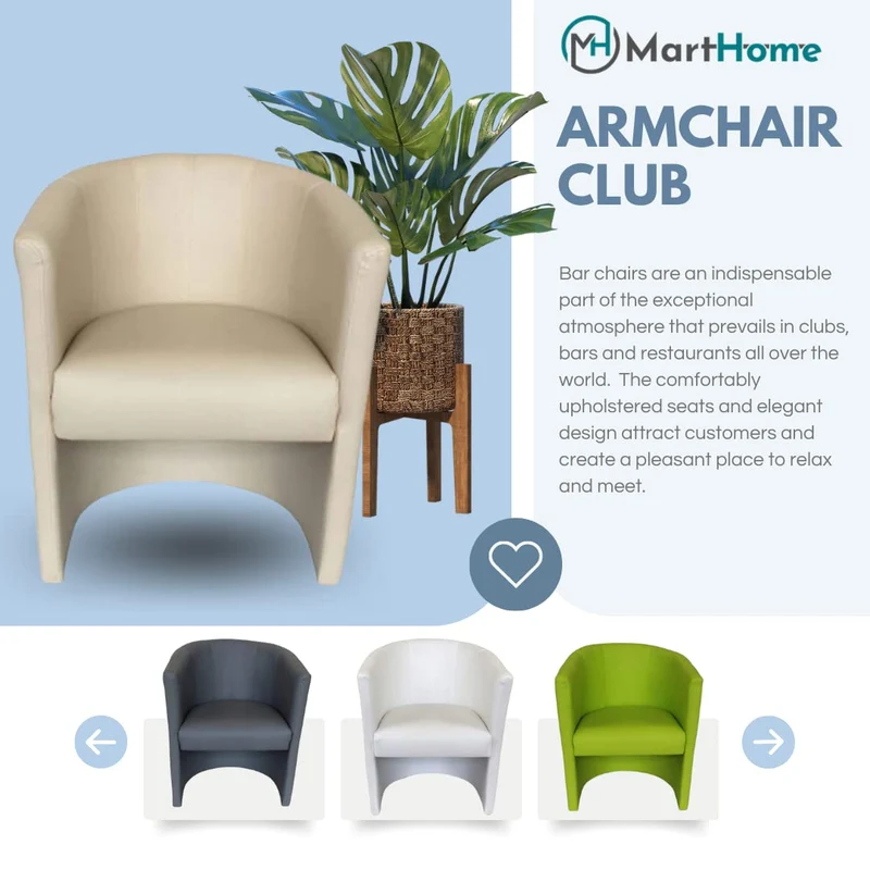 MartHome Cocktailsessel Club Tom - Hocker en Similicuir, Fauteuil pour Salon, Bureau, Hôtel - Siège, Mobilier d'hôtel. Chaise Rembourrée, Fauteuil de Club, Fauteuil Lounge, Fauteuil Cocktail (Rouge)