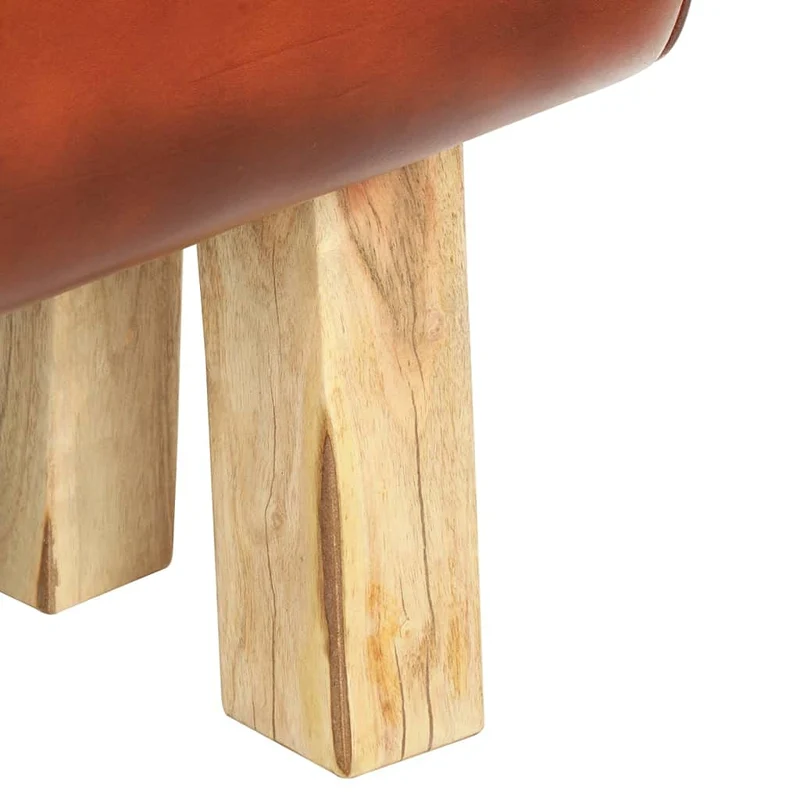 SKM Banc Saut de Cheval 160 cm Marron Cuir Véritable et manguier-607
