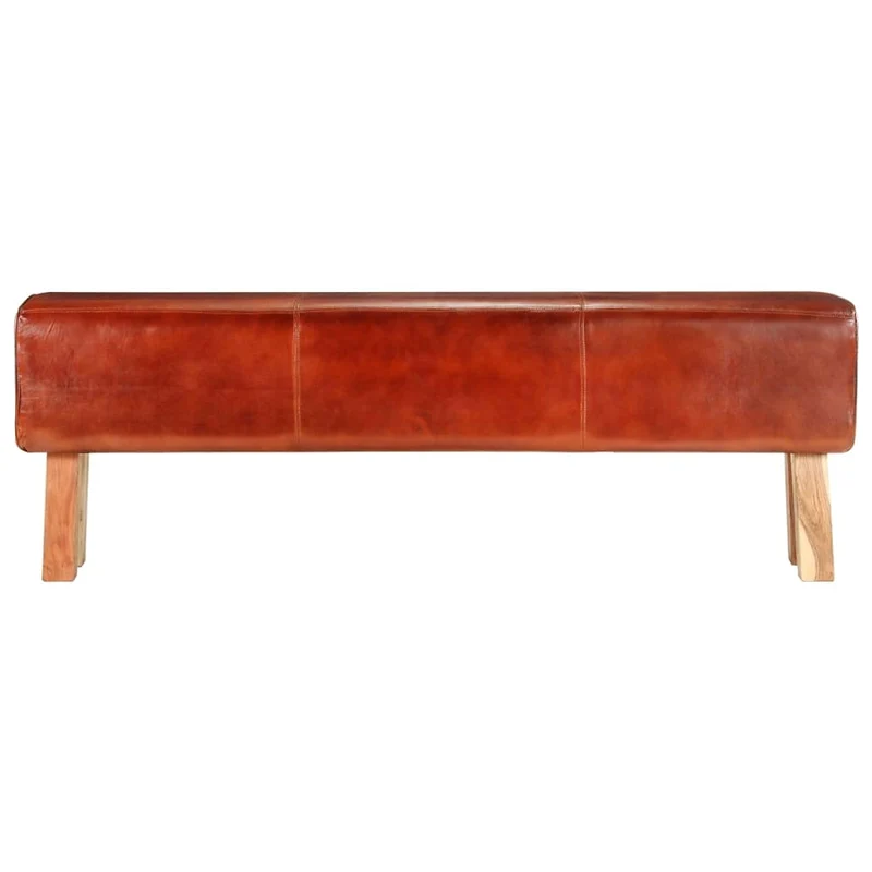 SKM Banc Saut de Cheval 160 cm Marron Cuir Véritable et manguier-607