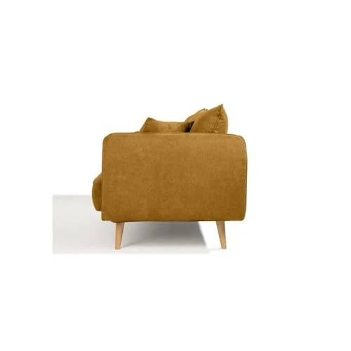 HEXAGONE Canapé Fixe 3 Places Daren - Tissu Moutarde - L 207 x P 90 x H 88 cm - Fabriqué en France
