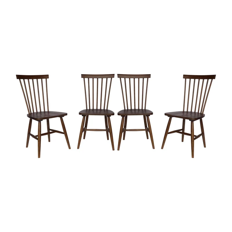 sweeek - Lot de 4 chaises Noyer à barreaux en Bois d'hévéa. Romie. L 50.8 x P 44.2 x H 90cm.