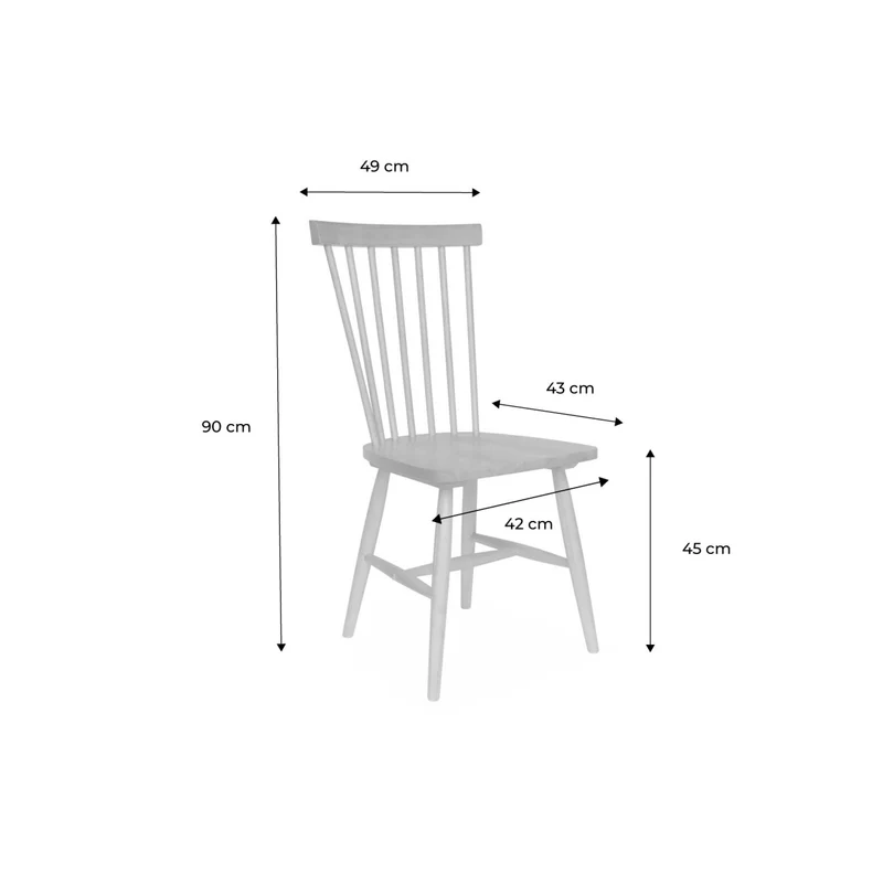 sweeek - Lot de 4 chaises Noyer à barreaux en Bois d'hévéa. Romie. L 50.8 x P 44.2 x H 90cm.