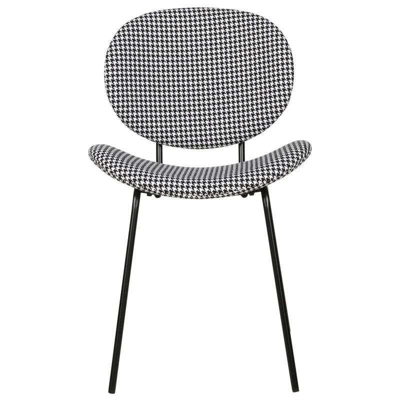 Lot de 2 Chaises de Salle à Manger Design Rétro Sans Accoudoirs en Polyester Noir et Blanc Luana
