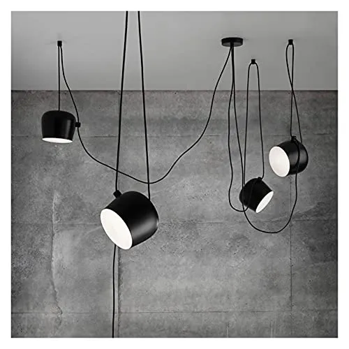 Machine Zhenxkj Pendentif Light Plafonniers Chandeliers Lustres Lustres Modernes Salon Restaurant Bar Cuisse Bar Cafe Lampes de Bureau Noir Blanc Blanc Blanc Filage réglable Luminaire (Color : Black)
