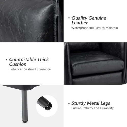 Fauteuil en cuir, chaises d'appoint modernes en cuir synthétique, chaises de lecture rembourrées avec coussins mobiles, design confortable pour la décoration de la maison