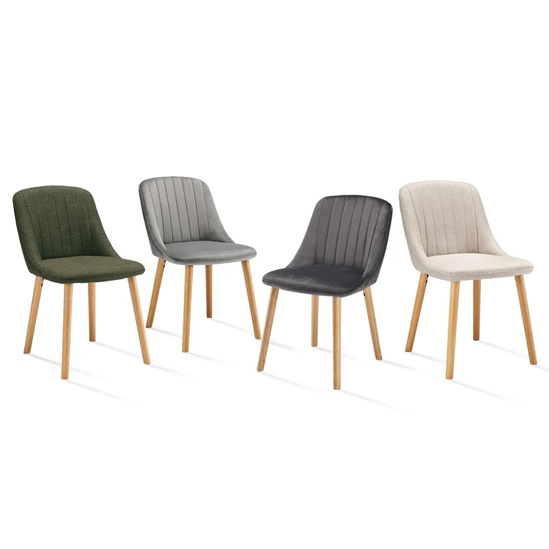 Goeurvant Chaises Salle à Manger Pieds Bois Lot de 4, Chaises Lin de Cuisine avec Dossier, Chaises Salon Modernes et Moelleuse, Vertes