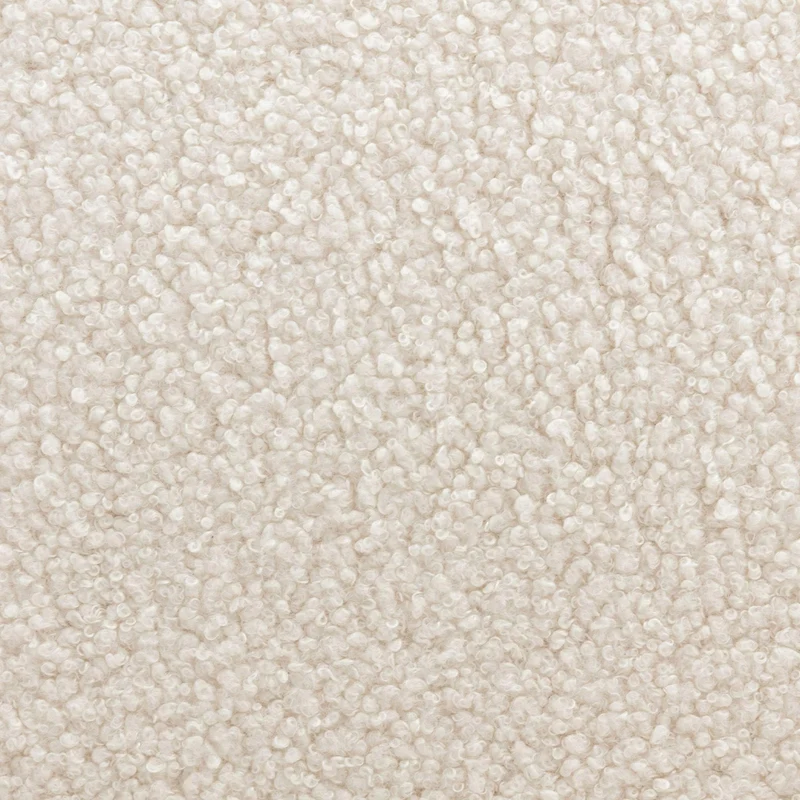 sweeek - Fauteuil scandinave Bois d'hévéa Finition Noyer Clair et Dossier Arrondi en Bouclette Blanche - Amelie