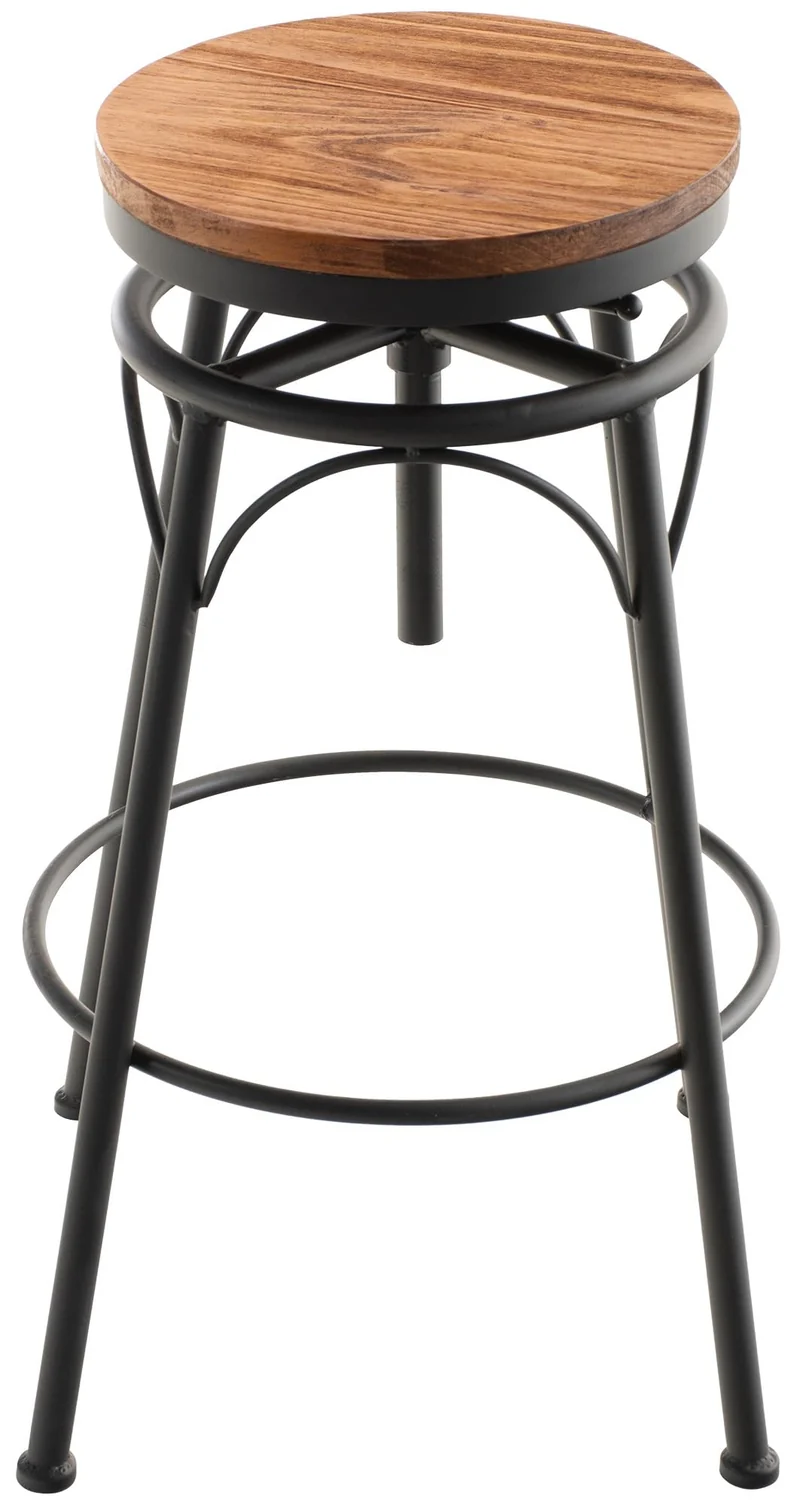 CLP Lot de 2 tabourets de Bar Beam Style Industriel I Hauteur réglable I Siège en Bois et piètement en métal, Couleur:Noir
