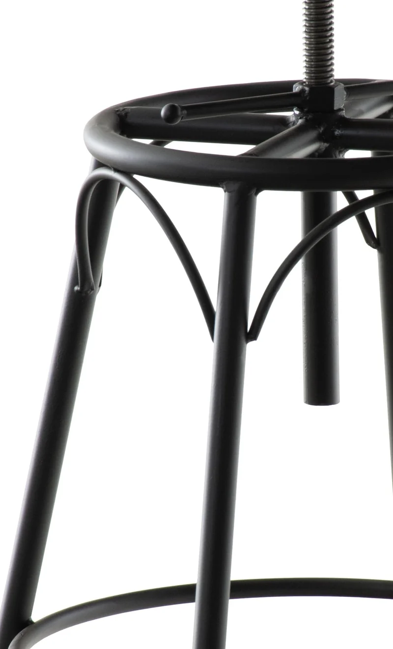 CLP Lot de 2 tabourets de Bar Beam Style Industriel I Hauteur réglable I Siège en Bois et piètement en métal, Couleur:Noir