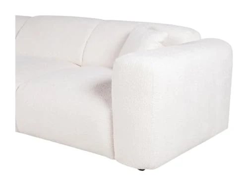 Vente-unique - Grand canapé d'angle Gauche en Tissu Bouclette Blanc POGNI de Maison Céphy