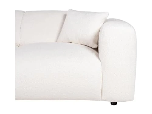 Vente-unique - Grand canapé d'angle Gauche en Tissu Bouclette Blanc POGNI de Maison Céphy