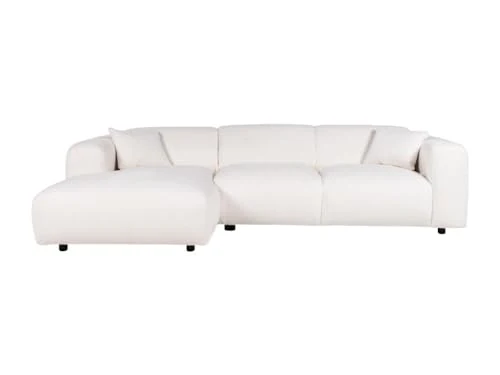 Vente-unique - Grand canapé d'angle Gauche en Tissu Bouclette Blanc POGNI de Maison Céphy