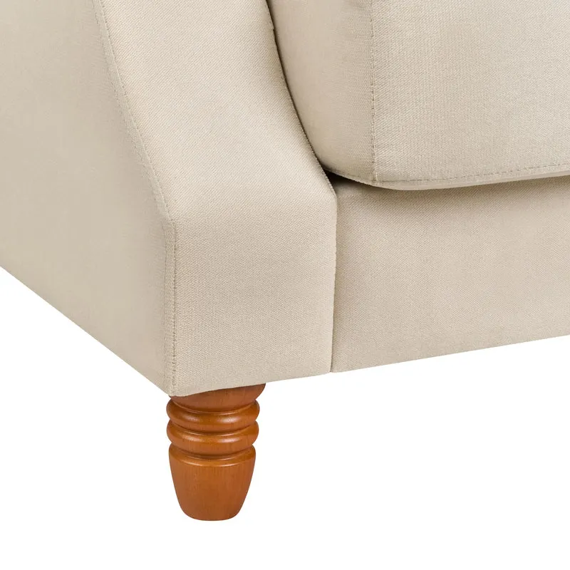 Canapé Fixe 2 Places en Velours Blanc Cassé avec Pieds en Bois et Rembourrage Moelleux pour Salon Design Glamour Beliani