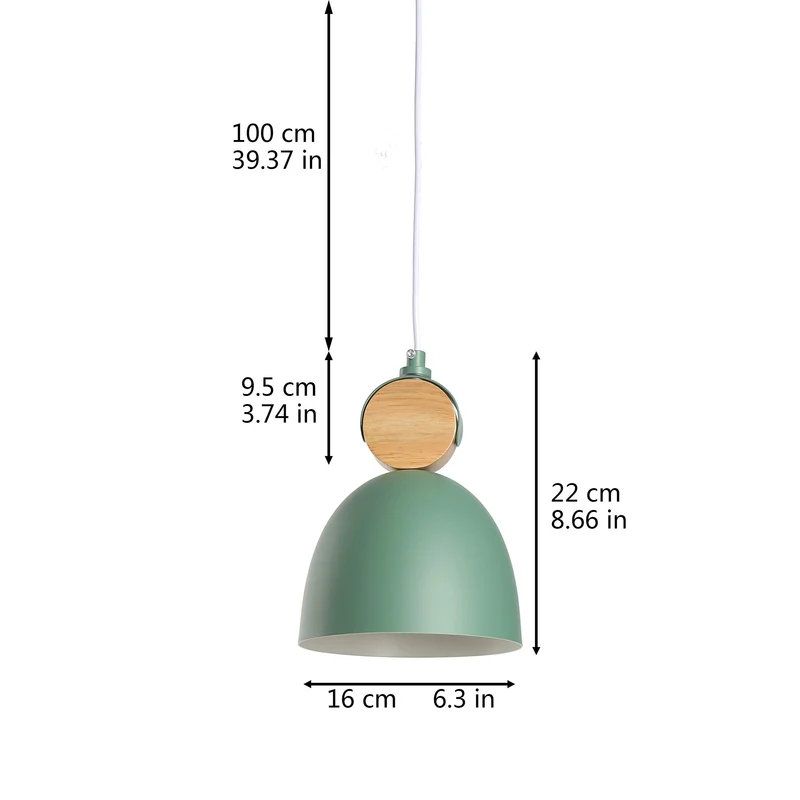Chrasy E27 Moderne Metal Suspensions Luminaire Sphérique Plafonnier Lustre Industriel en Métal Plafonnier Lustre Plafonnier Lampe LED (Vert)