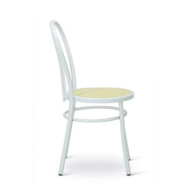 Tomaino - Chaise de cuisine en fer avec assise en paille - Ensemble de chaises de salle à manger Vienne pour restaurant, bar, Osteria, Trattoria Model Thonet, Bistrot (4, Blanc)