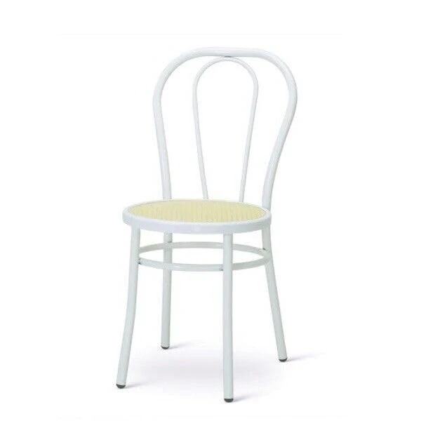 Tomaino - Chaise de cuisine en fer avec assise en paille - Ensemble de chaises de salle à manger Vienne pour restaurant, bar, Osteria, Trattoria Model Thonet, Bistrot (4, Blanc)