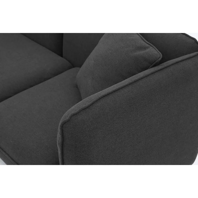 CONCEPT USINE - Canapé Scandinave Isko 3 Places Gris Anthracite - Canapé Nordique Moderne avec Ottoman Pouf - Largeur 203 cm - Tissu 100% Polyester - Facile À Entretenir, Design Moderne, Résistant