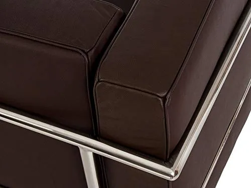 LC2 Cognac Fauteuil en acier inoxydable en cuir italien noir, marron, blanc